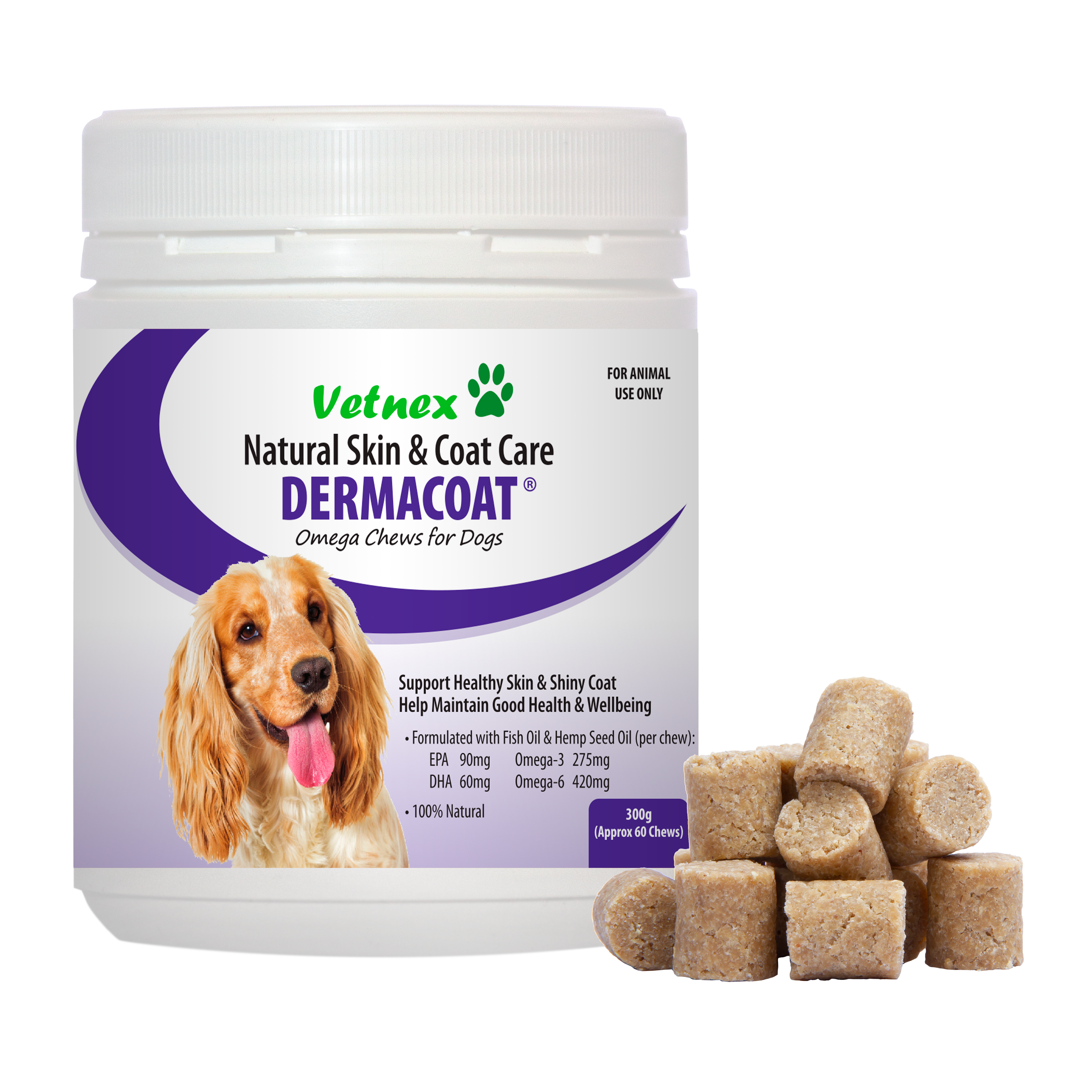 Vetnex DermaCoat Omega Chews for Dogs 300g/60 chews